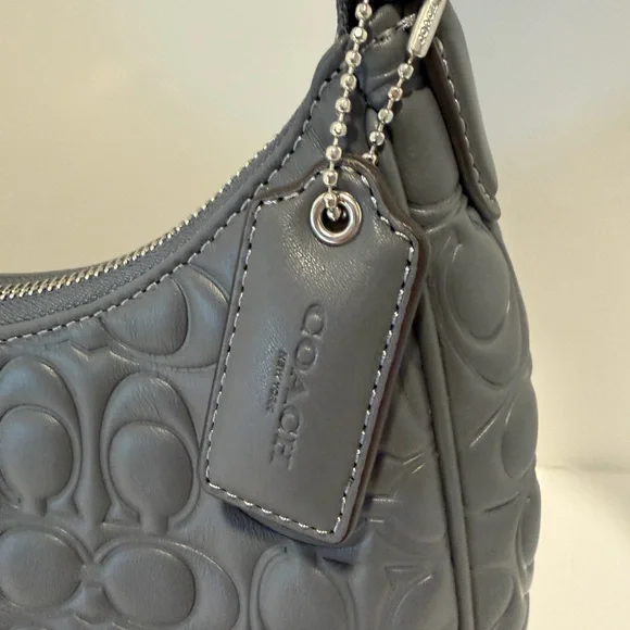 NWT Coach Teri Hobo Bag In Grey Signature Leather - Picture 8 of 16